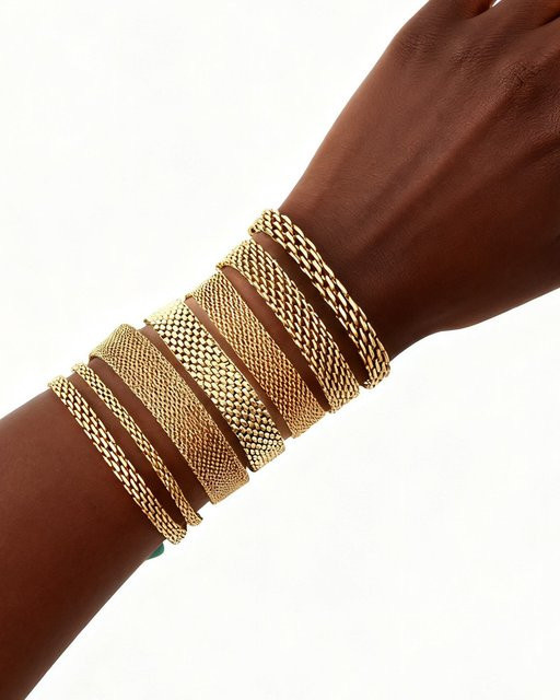 Meaeguet Armband, Kabel-Gliederkette, Edelstahl, Gold, Damen - Bild 1