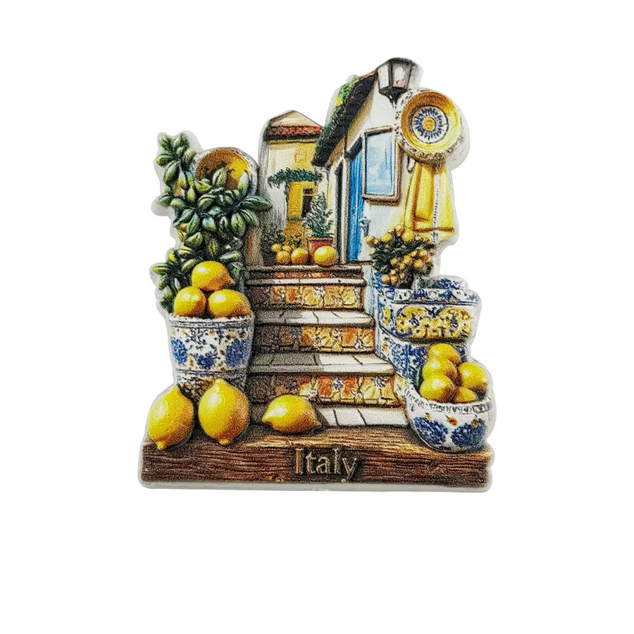 Kreativer 3D-Kühlschrankmagnet Italienische Amalfi-Küste in Gelb und Multicolour als Reise-Souvenir zur Dekoration von Heim und Büro - Bild 4