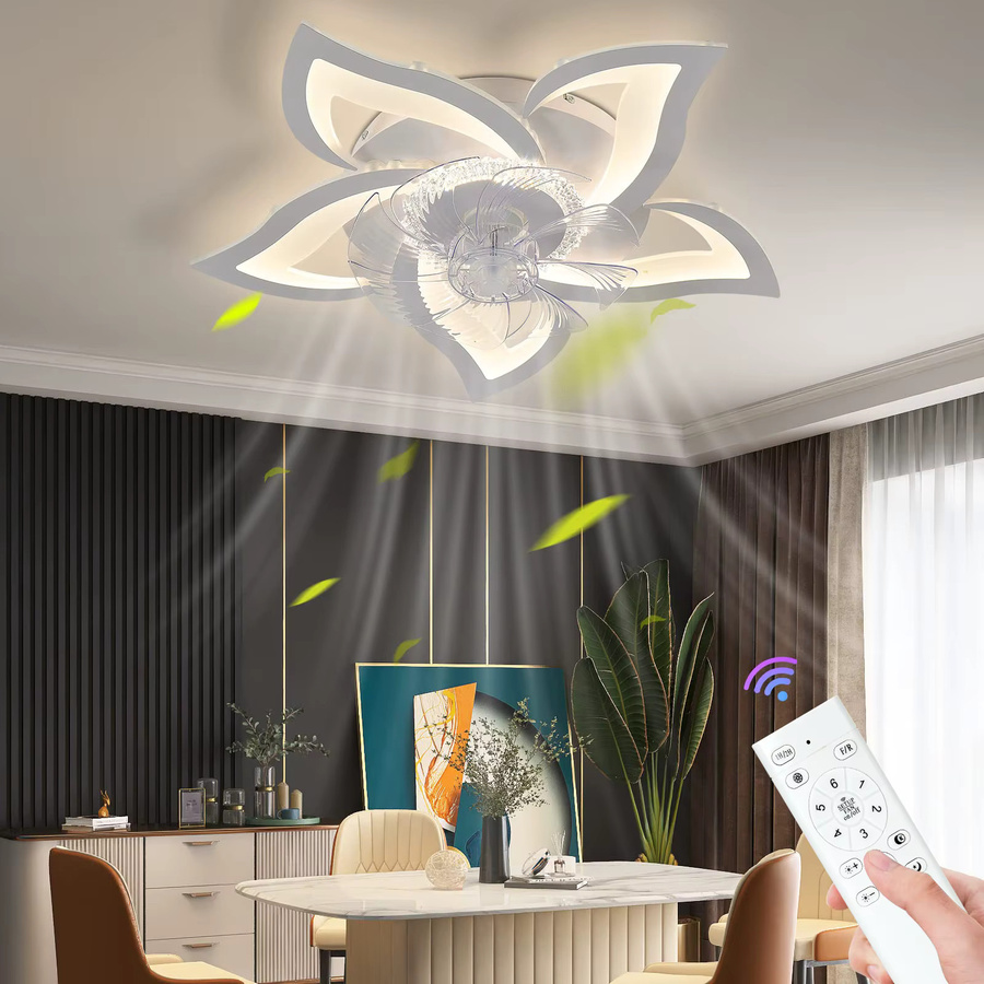 IRALAN Lotus-Ventilator mit integrierter LED-Beleuchtung, smarter und geräuscharmer Deckenventilator mit App-Steuerung - Bild 2