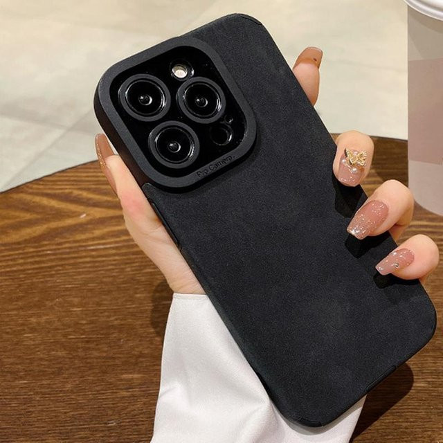 Shawnmyle Luxuriöse Plüsch PU-Lederhülle für iPhone 17 Pro Max in Schwarz - Bild 1