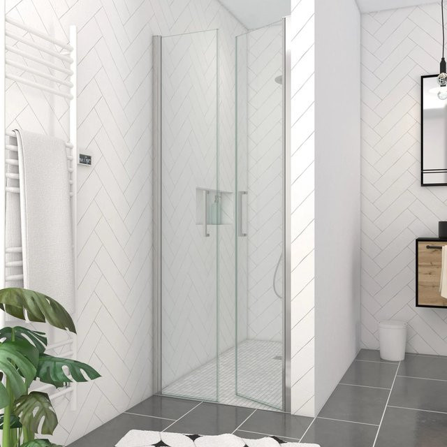 Aurlane Glasdusche Silver Calm in Chrom Silver, transparent, B: 80 cm, H: 200 cm - Bild 1