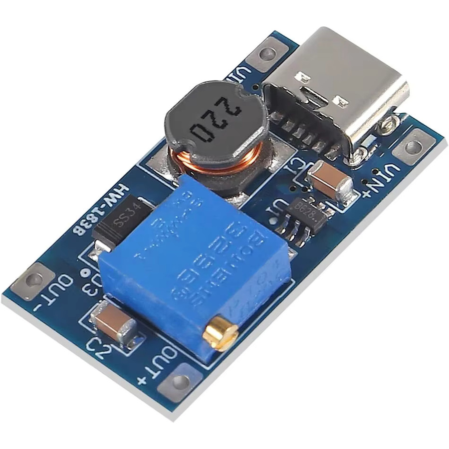 10 Stück AOKIN MT3608 Step Up Modul Einstellbarer DC-DC Boost Converter mit Micro USB und USB-C Anschluss, Blau, 2V-24V zu 5V-28V 2A - Bild 4