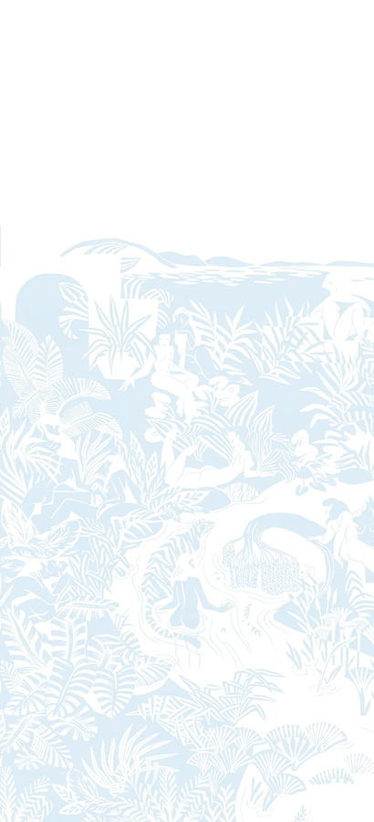 Isidore Leroy Mural Eternelles Wandtattoo Panel A in Blau Pastel mit floralem Design - Bild 1