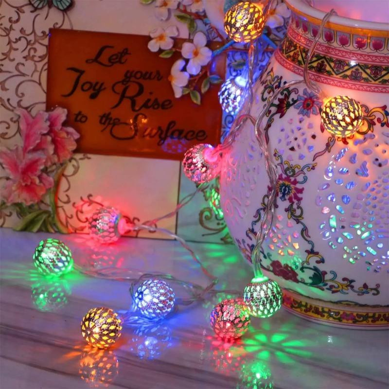 MIMIRGB Marokkanische Solar-Lichterkette mit 10 bunten LED-Kugeln für die Außendekoration, Länge: 150 cm - Bild 4