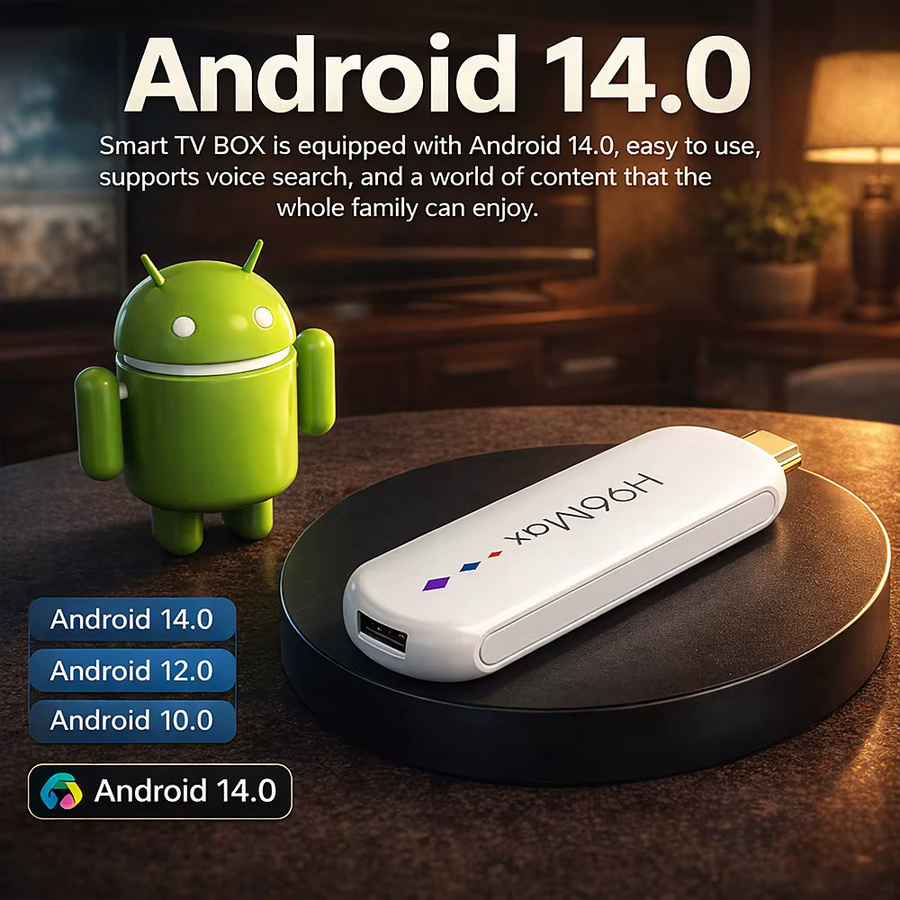 H96 MAX M20 Android TV Stick mit Amlogic S905L Quad Core, 4K UHD, Dual WiFi 2.4G/5G, Bluetooth und Sprachassistent Fernbedienung in Weiß - Bild 2
