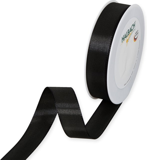 Halbach Taftband aus Polyester, Schwarz, Breite: 2,5 cm, Länge: 5 m - Bild 1