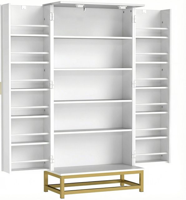 Aosom Küchenschrank Weiß mit Lamellentüren und verstellbaren Regalböden, B/T/H: 58 x 29 x 119,5 cm - Bild 1