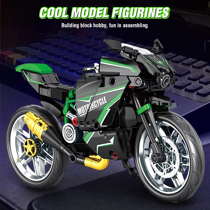 Kmoist MOC Speed Supercar Rennmotorrad Fahrzeug-Bausteine, Rot, Bunt / Mehrfarbig - Bild 2