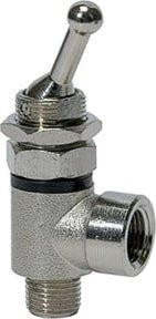 Riegler 2/2-Wege-Kipphebelventil aus Messing in Silber mit Gewindeanschluss G 1/8 und G 1/8 IG - Bild 1
