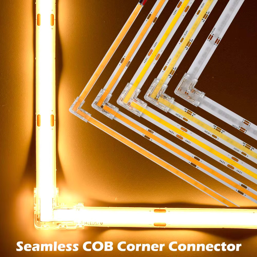 Rechtwinklige L-Form Eckverbinder für COB-LED-Streifen in 2-polig, 3-polig und 4-polig für CCT-RGB-Bandbeleuchtung, transparent, Breite: 5 mm, 8 mm oder 10 mm - Bild 3