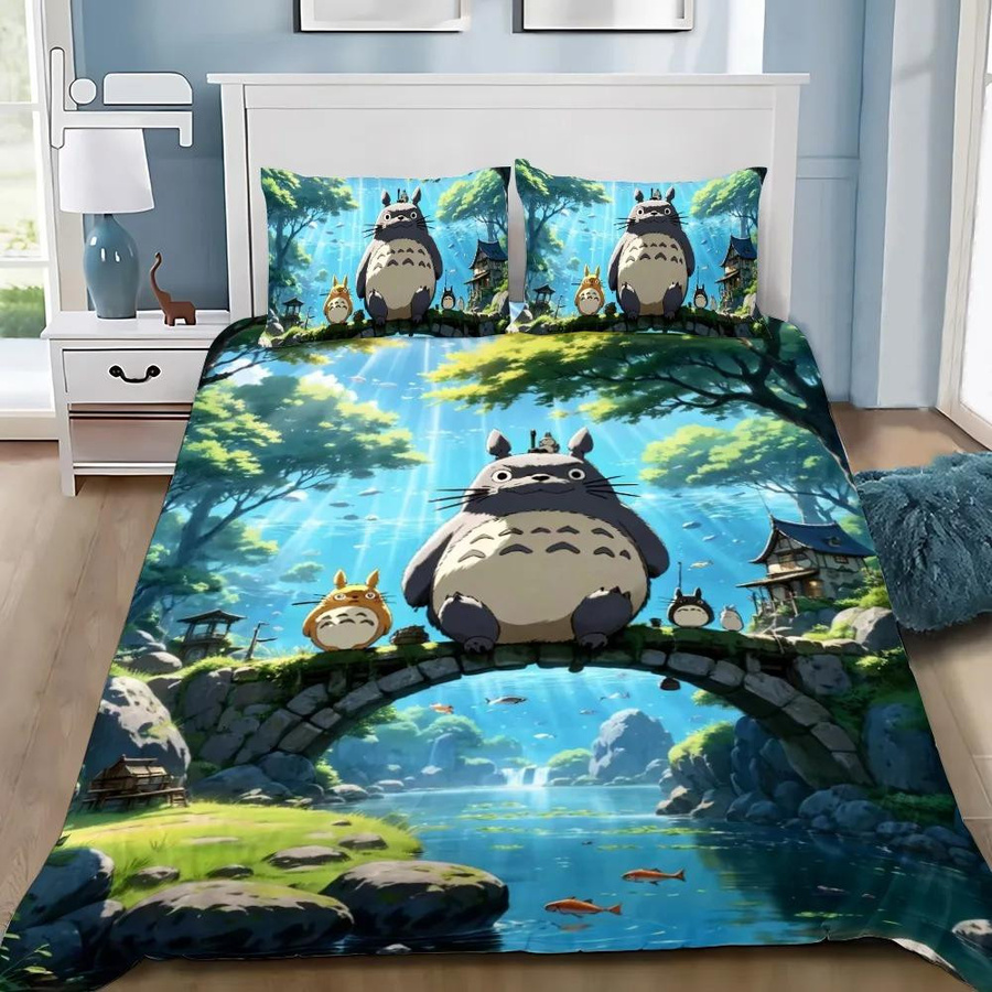 Lodestar Anime Bettwäscheset Kawaii T-TotoroS mit Bettbezug und Kissenbezügen, Mehrfarbig, B: 228 cm, H: 264 cm - Bild 2