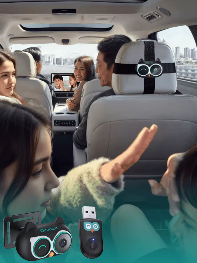Ottocast Cabin Care Kabelloser CarPlay-Adapter mit 1080P HD Baby-Autokamera und 150 Grad Weitwinkel-Nachtsicht-Rücksitzmonitor - Bild 6