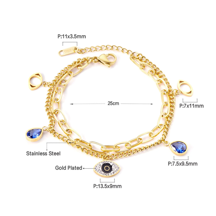 LUXUSTEEL Armband Edelstahl, Blau, Kristall, Damen - Bild 2