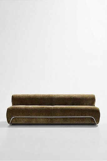 Archie 3-Sitzer Sofa Pastill in Grün und Braun mit Stoffbezug und Kaltformschaum, B/T/H: 226 x 92 x 73 cm - Bild 1