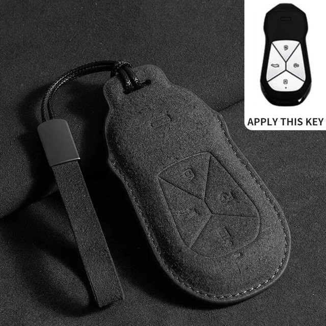 Xiangpeng Wildleder Autoschlüsselhülle für Xpeng P5 P7 G3 G6 G9 X2 N5 F30 H93 X9 in Grau - Bild 1