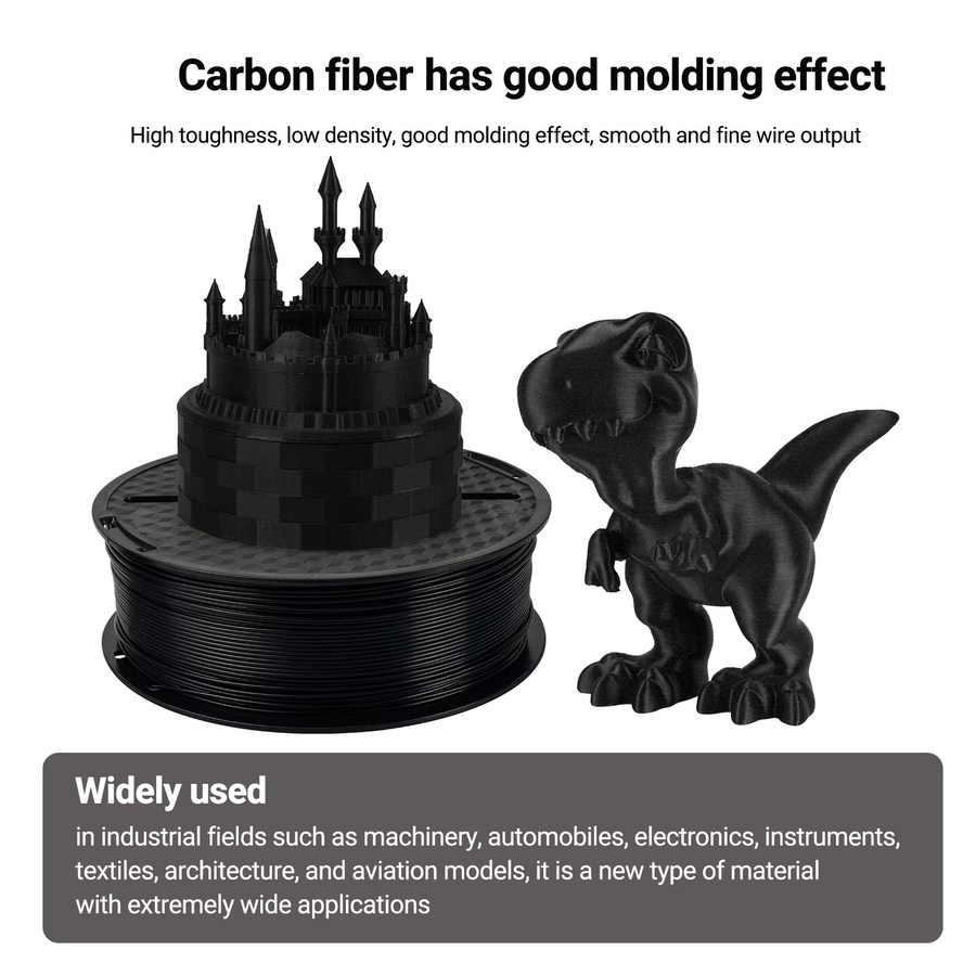 KINGROON Carbonfaser-Nylon Filament PA-CF, 1,75 mm, 1 kg, Schwarz - Bild 2