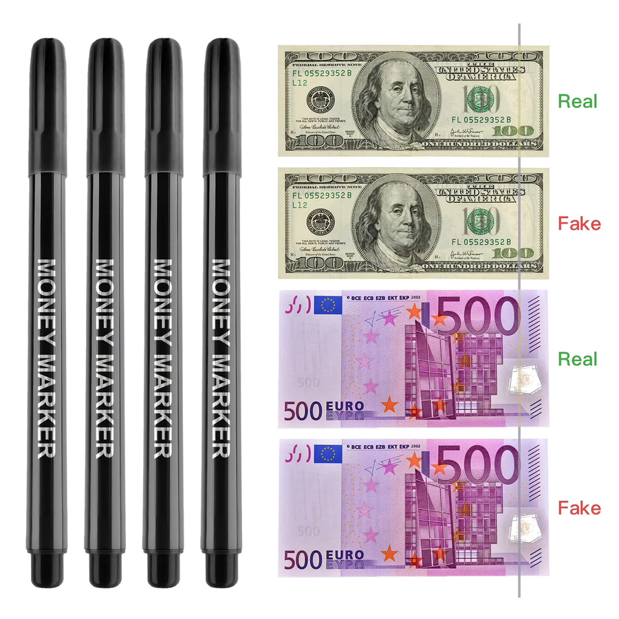 Aibecy Fälschungsgelddetektor-Marker Set für Euro, USD und RMB, 12 Stück, Schwarz - Bild 3