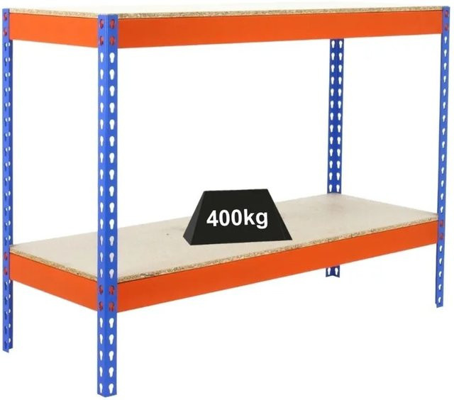 PROREGAL Schwerlastregal Mini Wood Yeti Two in Blau-Orange, H x B x T: 90 x 150 x 45 cm, Fachlast 400 kg - Bild 1