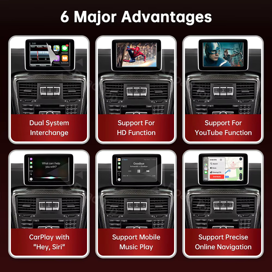 RoadTop Kabelloses CarPlay und Android Auto Interface für Mercedes Benz G-Klasse W463 (2012-2018) G63 G65 AMG G500 in Schwarz - Bild 3