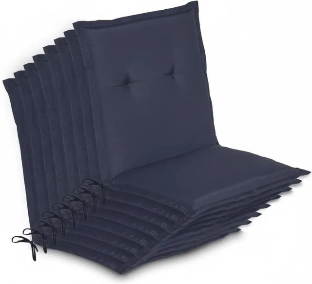 Beautissu 8er Set Niedriglehner Auflage Loft Dunkelblau B: 100 cm, T: 50 cm, H: 6 cm - Bild 1