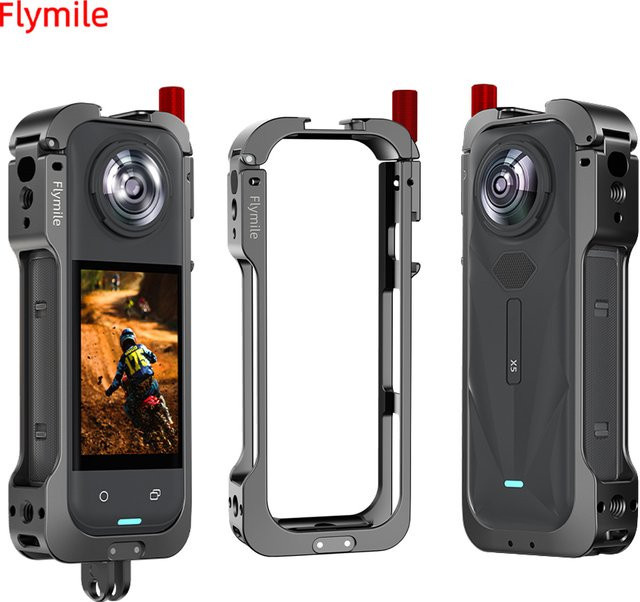 Flymile Metallrahmen für Insta360 X5 Kamera mit Silikon-Objektivdeckel als schützender Metallkäfig und Zubehör für Panorama-Action-Kameras - Bild 1