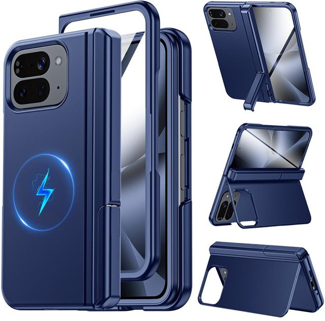 Magnetische Hülle für Google Pixel 10 Pro Fold mit Scharnierschutz, integriertem doppelten verdeckten Ständer und Displayschutzfolie, kompatibel mit MagSafe, Farbe: Lila - Bild 1