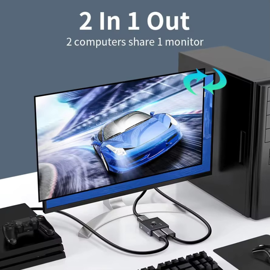 MnnWuu Bidirektionaler HDMI Switcher mit 2 Ports, 4K UHD, Schwarz - Bild 3