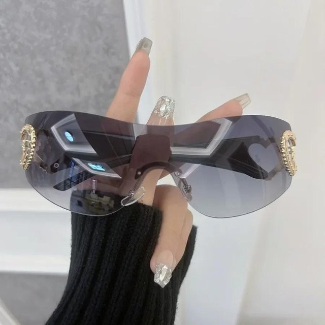 Yiran Sonnenbrille, randlos, rechteckig, Kunststoff, grau, Damen - Bild 1