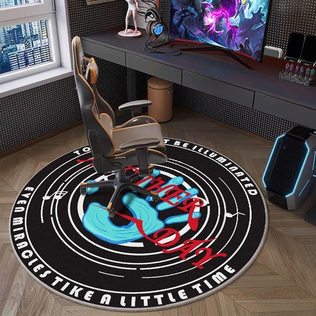 IKAMA Runder Teppich in Multicolour mit abstraktem Design für Wohnzimmer und Schlafzimmer, Durchmesser: 80 cm - Bild 1