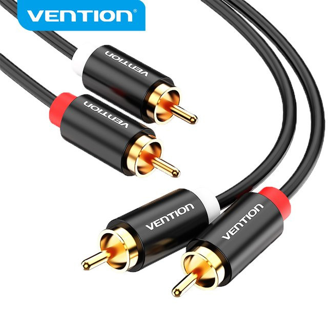 Tions RCA zu RCA Audio Kabel mit goldbeschichteten Steckern in Schwarz, Länge: 1 m oder 2 m - Bild 1