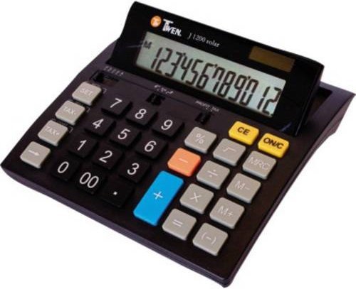 Twen Tischrechner J 1200 Schwarz Solarbetrieben und Batteriebetrieben - Bild 1