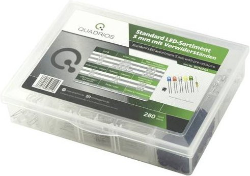 Quadrios LED-Sortiment in den Farben Rot, Grün, Gelb, Blau, Kaltweiß und Warmweiß mit 5mm Durchmesser, 20mA und 3.0V - Bild 1