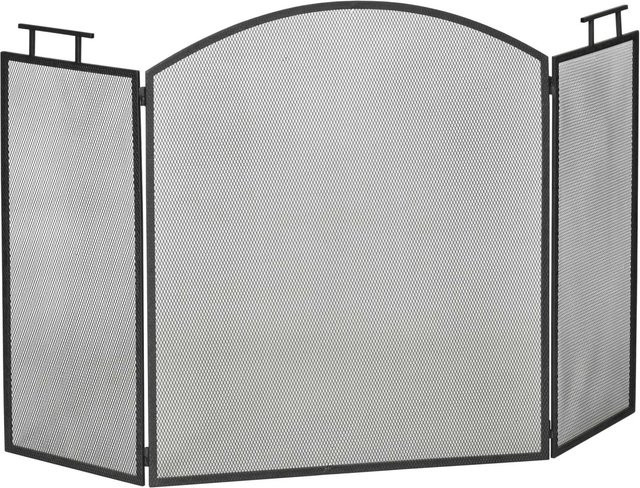 HOMCOM Kaminschutzgitter aus Stahl mit Netz in Schwarz, B: 128 cm, H: 76,5 cm, T: 2 cm - Bild 1