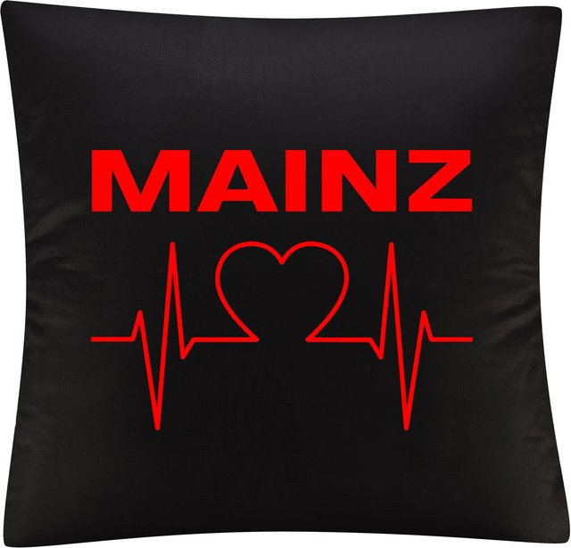 Kissenbezug multifanshop Mainz Herzschlag Druck Rot B/H: 40 x 40 cm - Bild 1