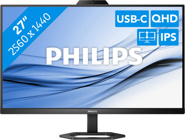 Philips LED-Monitor 27E1N5600HE/00 in Schwarz mit 27 Zoll, QHD 2560 x 1440 Pixel, IPS-Panel, HDMI, DisplayPort und USB-C - Bild 1