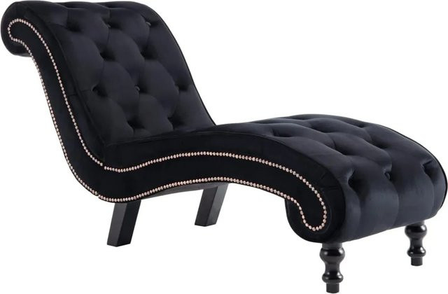 vidaXL Chaiselongue Schwarz Samt Glamour L-Shape B/T/H: 145 x 77 x 52 cm - Bild 1