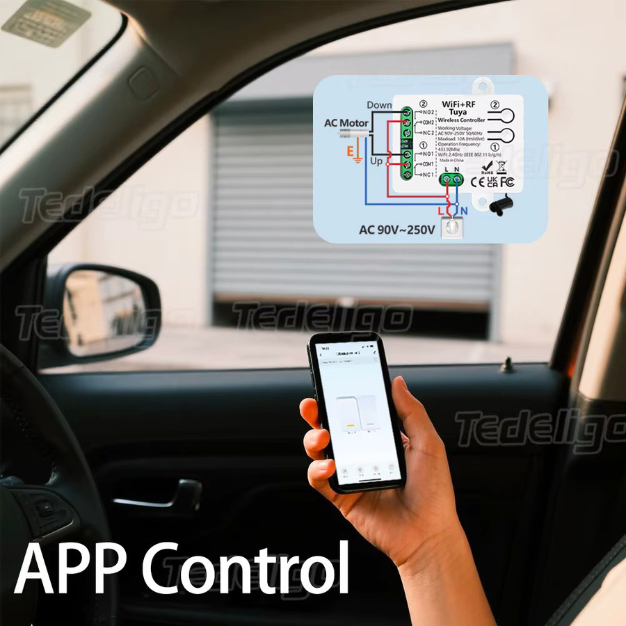 Tuya WLAN Smart Switch 2-Kanal Empfängerrelais in Weiß zur Steuerung von Licht und Garagenmotor, kompatibel mit Alexa und Google Home, AC 110V-220V - Bild 2