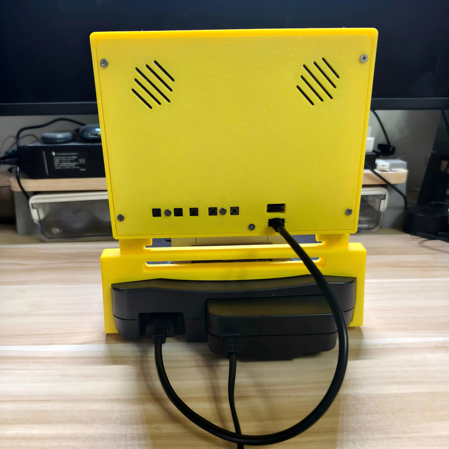 KFDER Retro Tragbare Faltbare Spielkonsole mit 8-Zoll Bildschirm und High-Fidelity-Stereosound in Gelb, Geeignet für N64 Ersatzbildschirm - Bild 3
