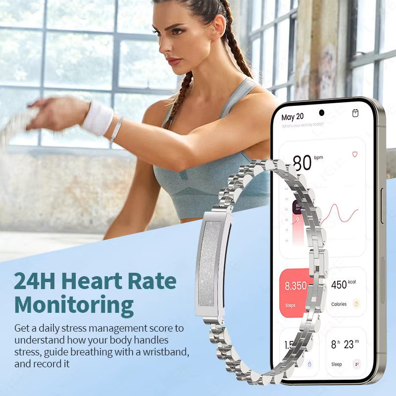 LIGE Damen Smartwatch mit Herzfrequenzmessung, Schlafüberwachung und Schrittzähler, wasserdicht, Schwarz/Silber - Bild 3