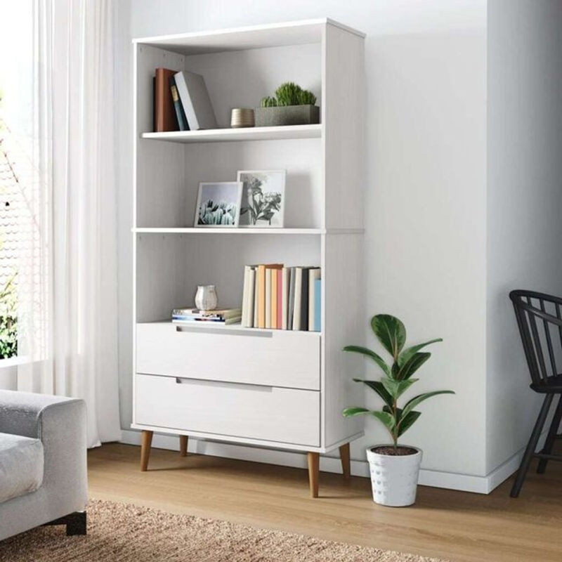 Vidaxl Bücherregal Molde in Weiß aus Kiefer Massivholz, B/T/H: 85 x 35 x 170,5 cm - Bild 1