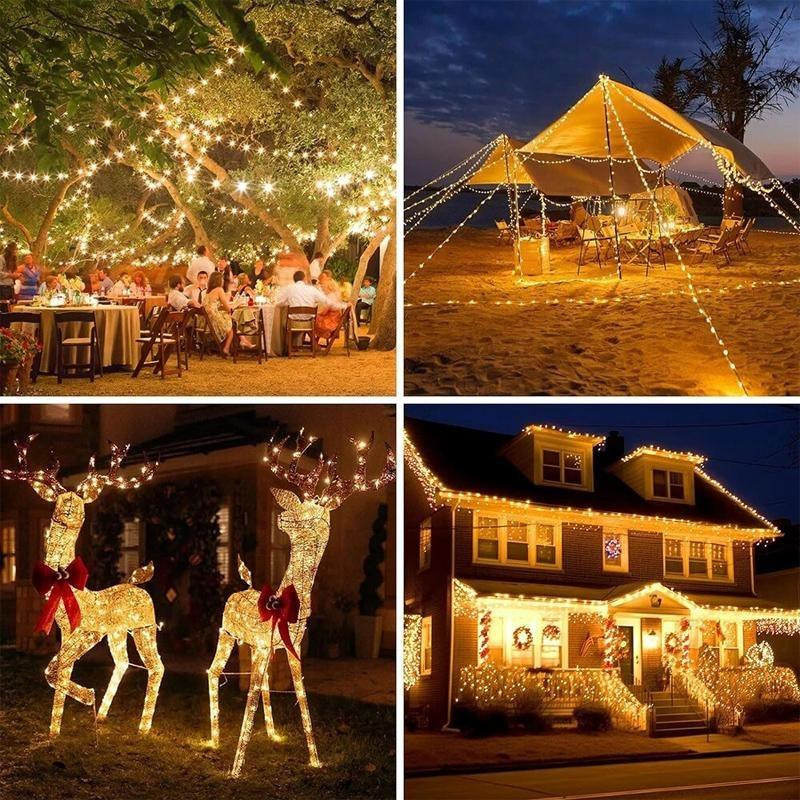 Lanzhong Home Decoration Solar LED Lichterkette Outdoor für Garten und Weihnachtsfeier, 300 LEDs, Blau, Wasserdicht IP65 - Bild 1