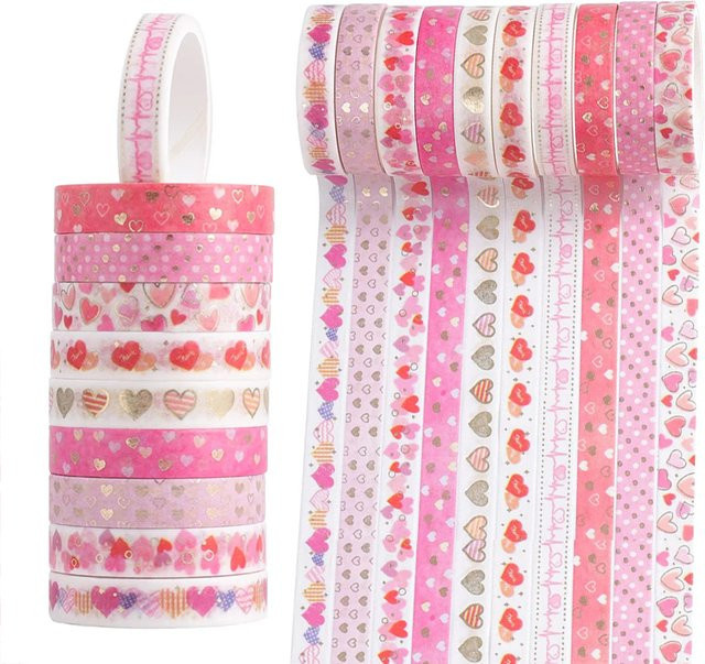 TMZ Washi-Tape Set in Rosa für DIY-Scrapbooking und Planer - Bild 1