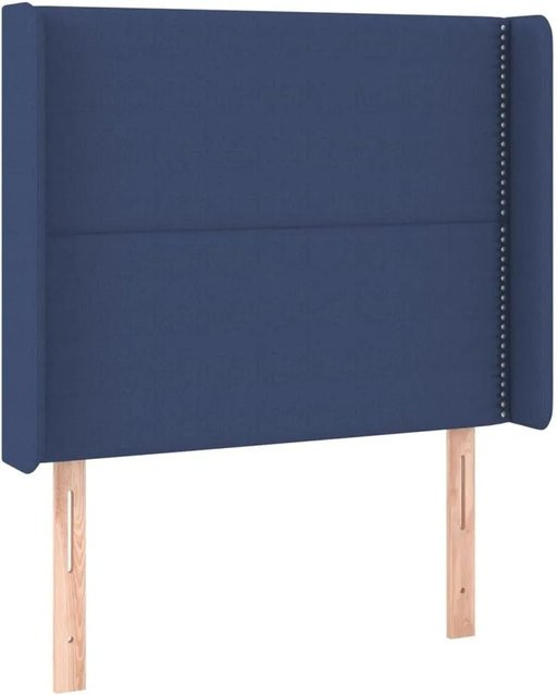 vidaXL Kopfteil mit Ohren in Blau aus Stoff, B/T/H: 103 x 16 x 118/128 cm - Bild 1