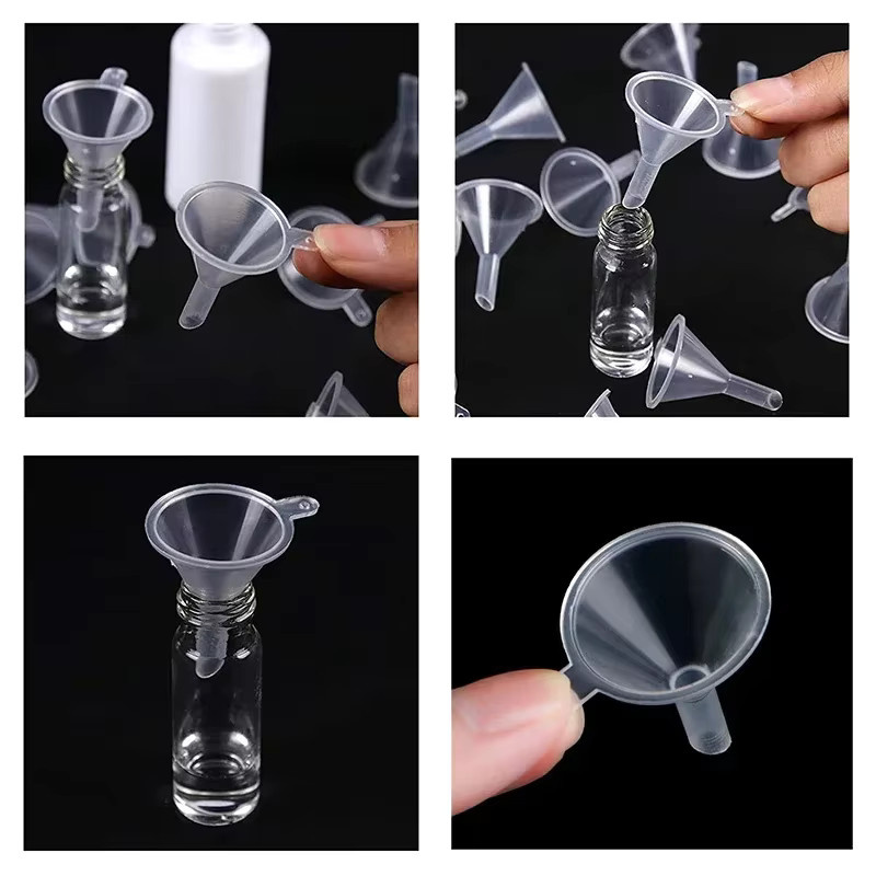 100 Stück Mini-Kunststofftrichter in Transparent für Parfüm, Öl und Flüssigkeiten - Bild 2