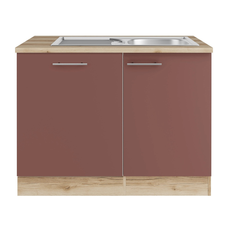 OPTIFIT Bari407 Küchen-Spülenschrank-Set in Rostrot mit mattem Design und melaminbeschichteten Türen - Bild 2