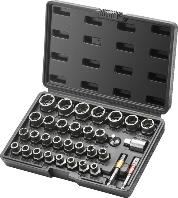VEVOR Bolzenausdreher-Set aus Chrom-Molybdän-Stahl, 29-teiliges Set zum Entfernen von beschädigten oder rostigen Bolzen, Muttern und Schrauben, inklusive Aufbewahrungskoffer - Bild 2