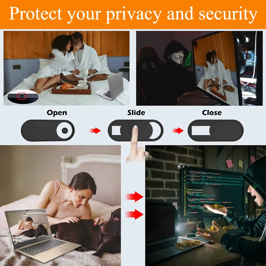 WSSHE Webcam-Abdeckung Schieberegler in Schwarz als Privatsphärenschutz für Smartphone, Laptop, MacBook und iPad - Bild 2