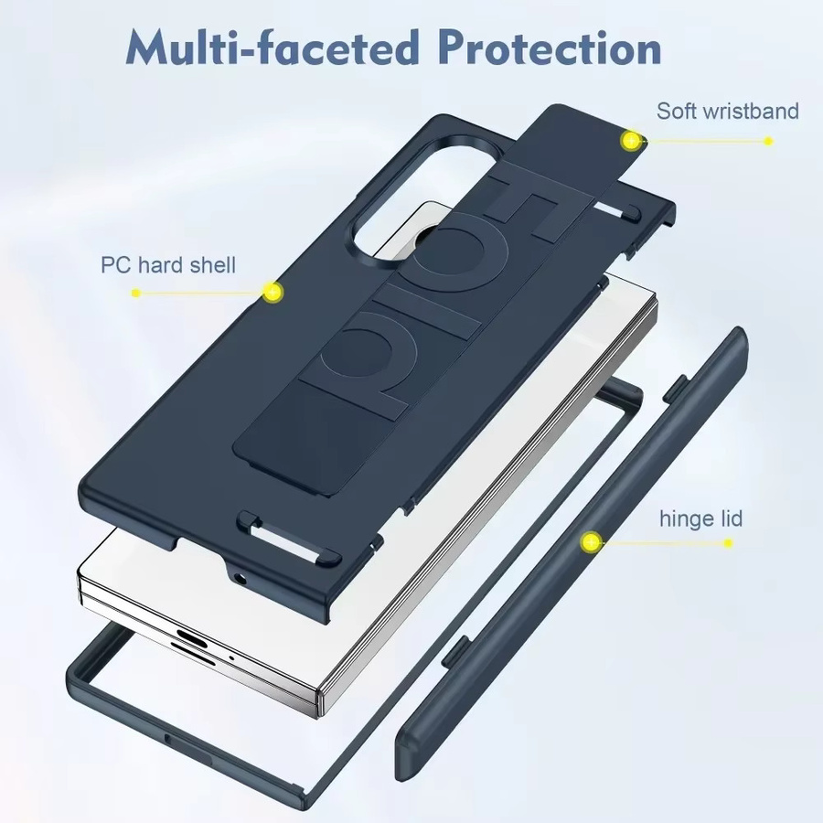 Stoßfeste Fashion-Handyhülle mit Scharnier und elastischem Armband für Samsung Galaxy Z Fold 7 6 5 4 3 5G in Schwarz - Bild 3