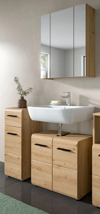 Badmöbel Set Cover von Inn.Furn in Eiche Matt, 3-teilig, Breite: 105 cm, Höhe: 185 cm, Tiefe: 30 cm - Bild 1