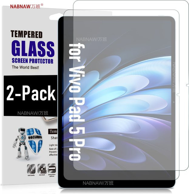 2er-Pack VIVO Pad 5 Pro Displayschutzfolie aus gehärtetem Glas, transparent, HD-Schutzfolie gegen Kratzer für 13 Zoll Display - Bild 1